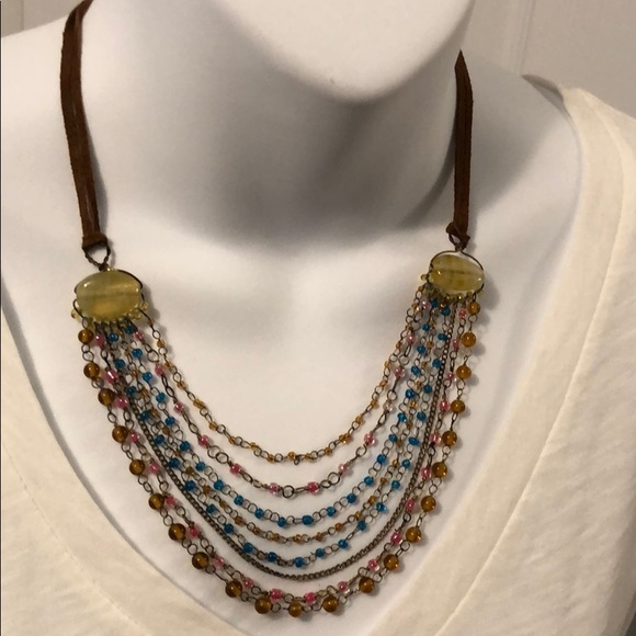 NWT Two’s Company Suede Beaded Necklace - Picture 3 of 7